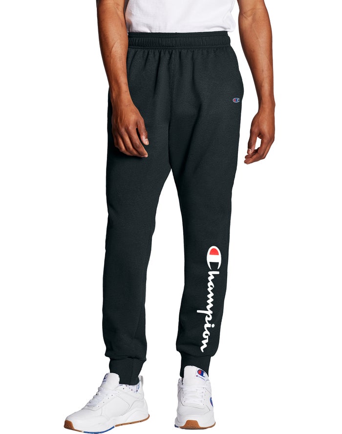 Champion Joggingbroek Heren - Zwart - Powerblend Fleece Script Logo ( 278601-OIL )